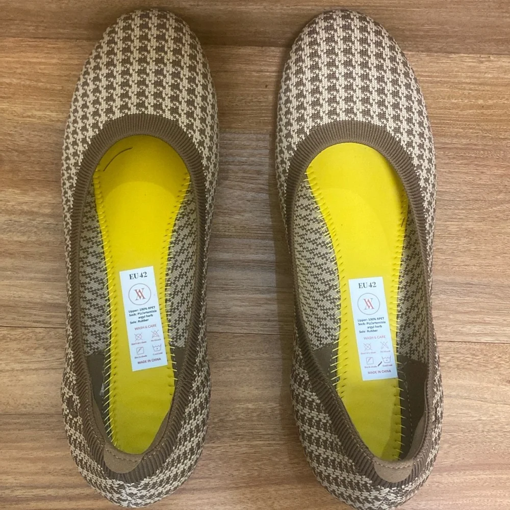 NWT VIVAIA Claire Round Toe Flats in Espresso Houndstooth Size EU 42 - Picture 10 of 13